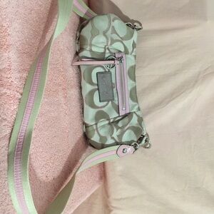 Coach Shoulder Bag - Mint Green and Light Pink